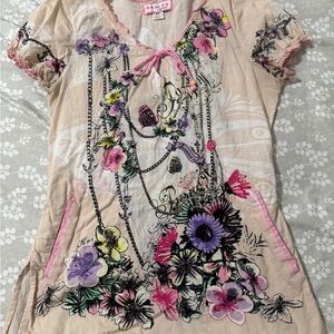 Koi Floral Scrub Top